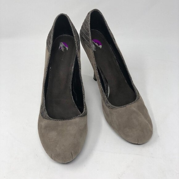 Auri Mink Suede and Sand Pebble Leather Heels 39/9 - Picture 4 of 8